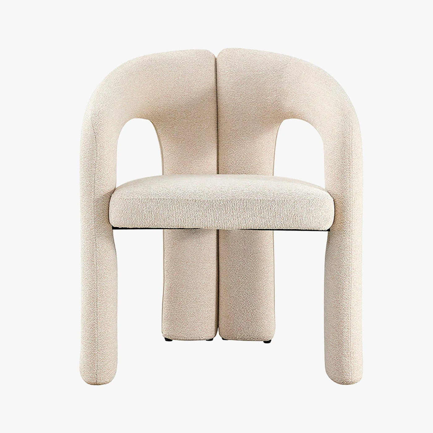BEJA Fauteuil en tissu bouclette beige - Fauteuils - Mobilier Deco