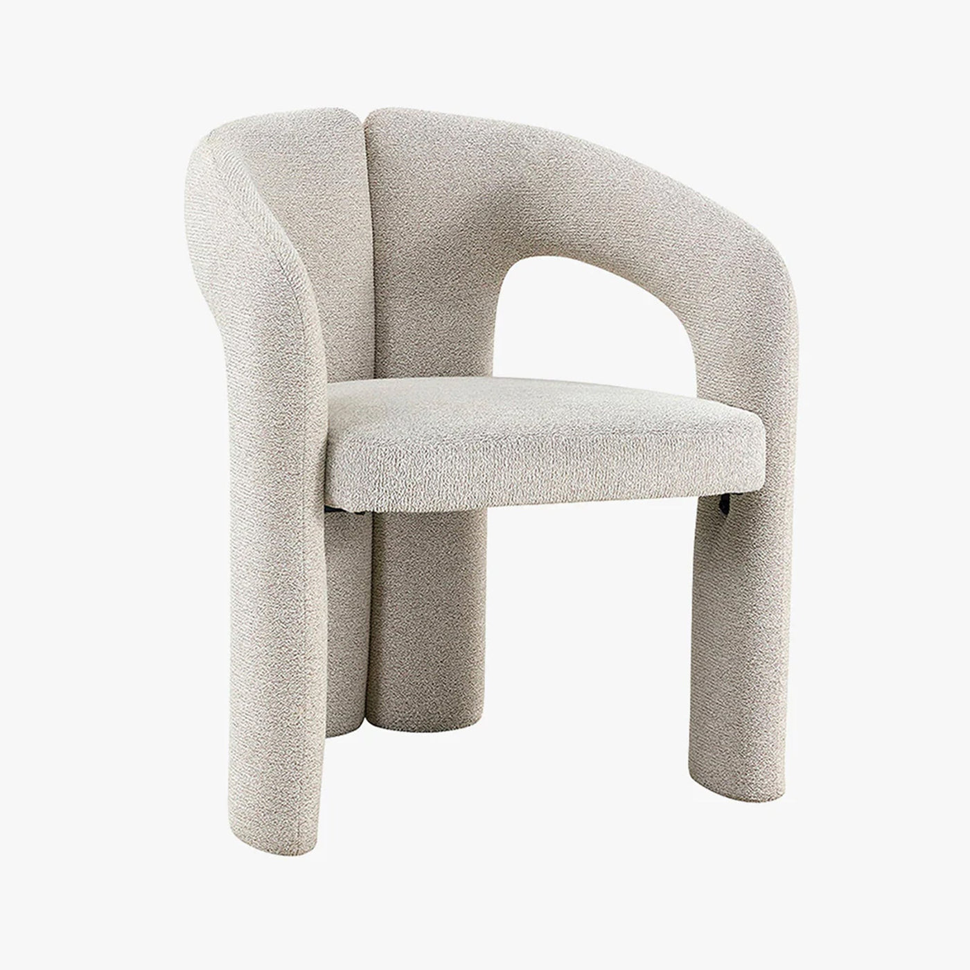 BEJA Fauteuil en tissu bouclette écru - Fauteuils - Mobilier Deco