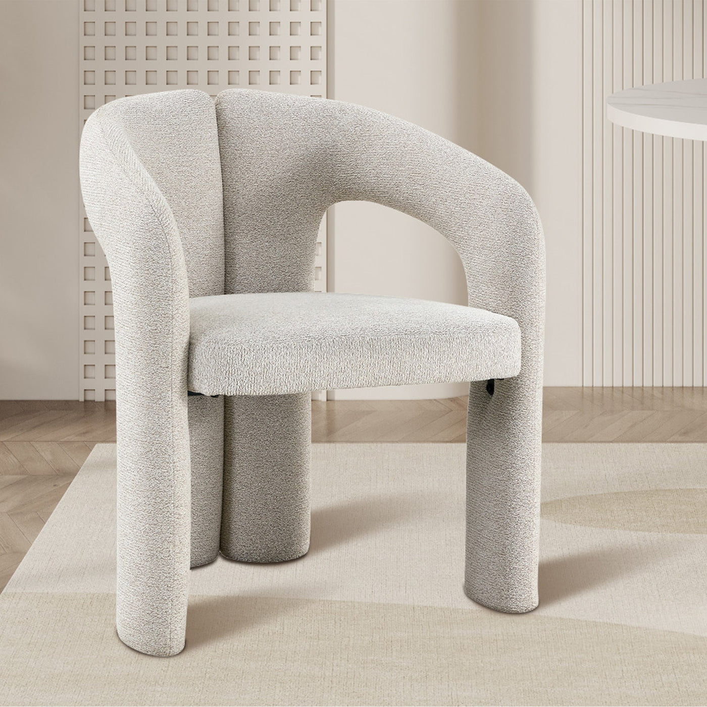 BEJA Fauteuil en tissu bouclette écru - Fauteuils - Mobilier Deco