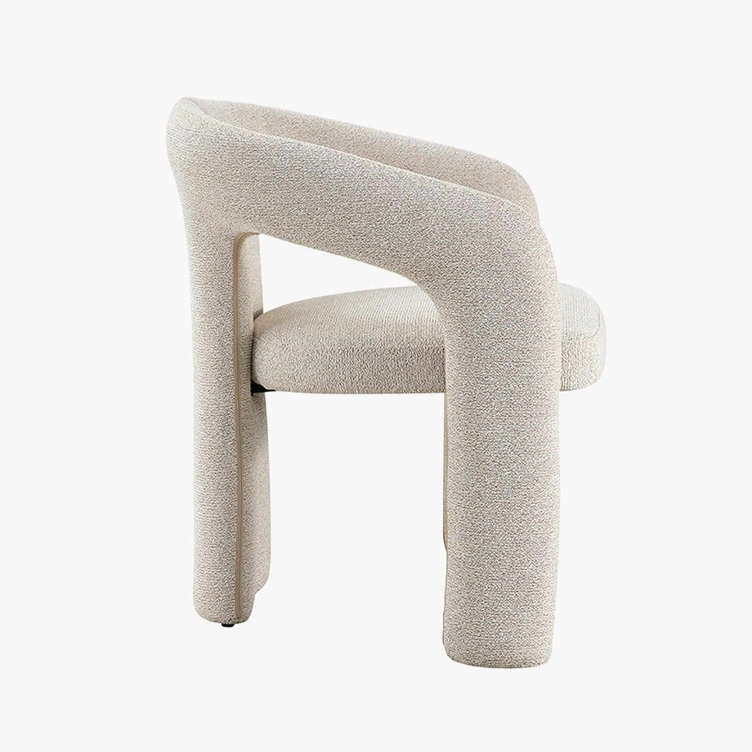 BEJA Fauteuil en tissu bouclette écru - Fauteuils - Mobilier Deco