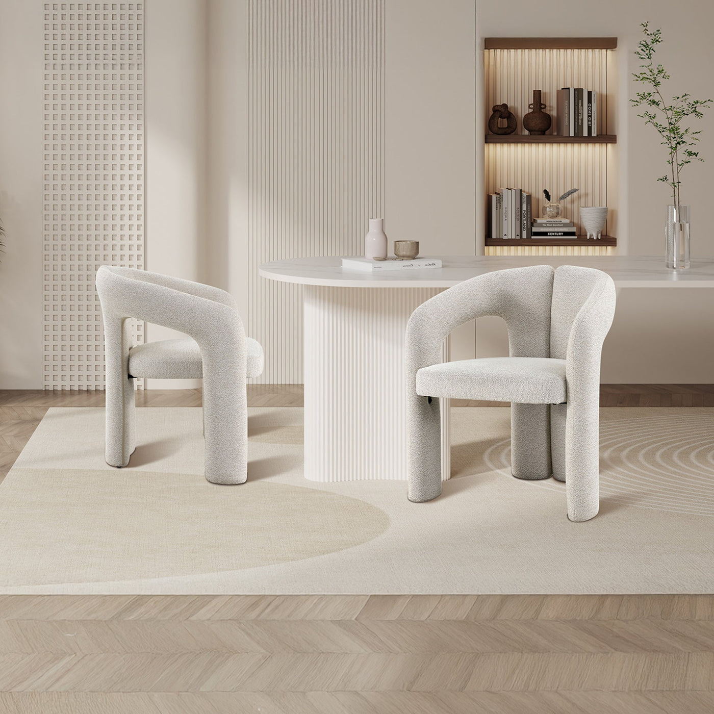 BEJA Fauteuil en tissu bouclette écru - Fauteuils - Mobilier Deco