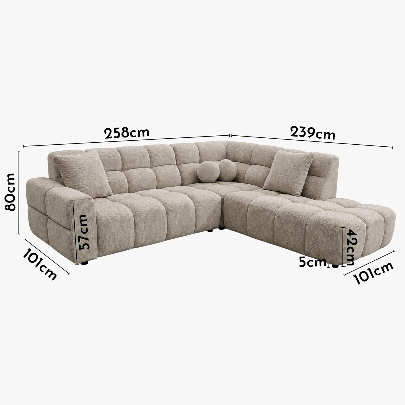 BELIZ Canapé d'angle en tissu beige - Angle droit - Canapés d'angle - Mobilier Deco