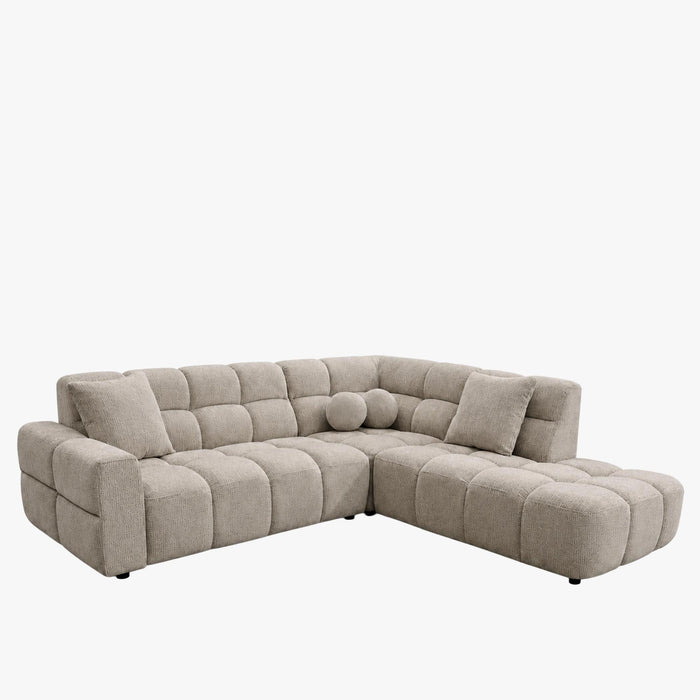 BELIZ Canapé d'angle en tissu beige - Angle droit