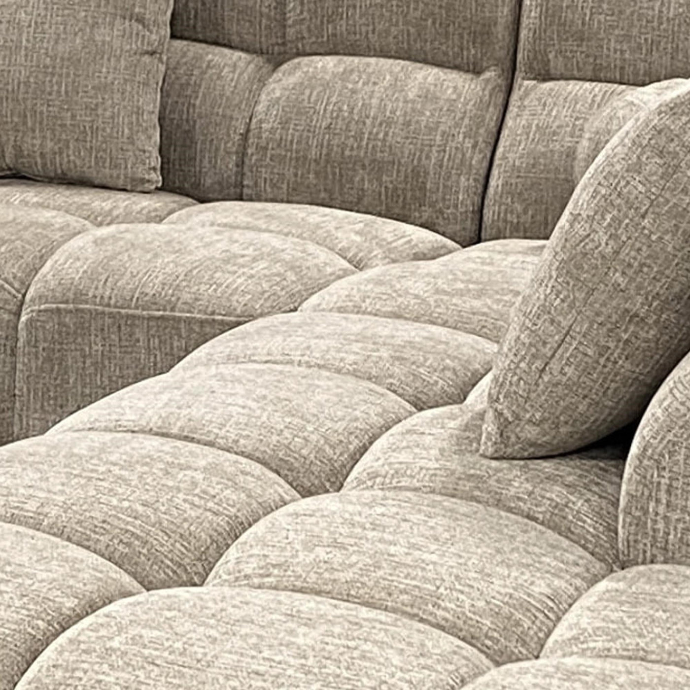 BELIZ Canapé d'angle en tissu beige - Angle droit - Canapés d'angle - Mobilier Deco