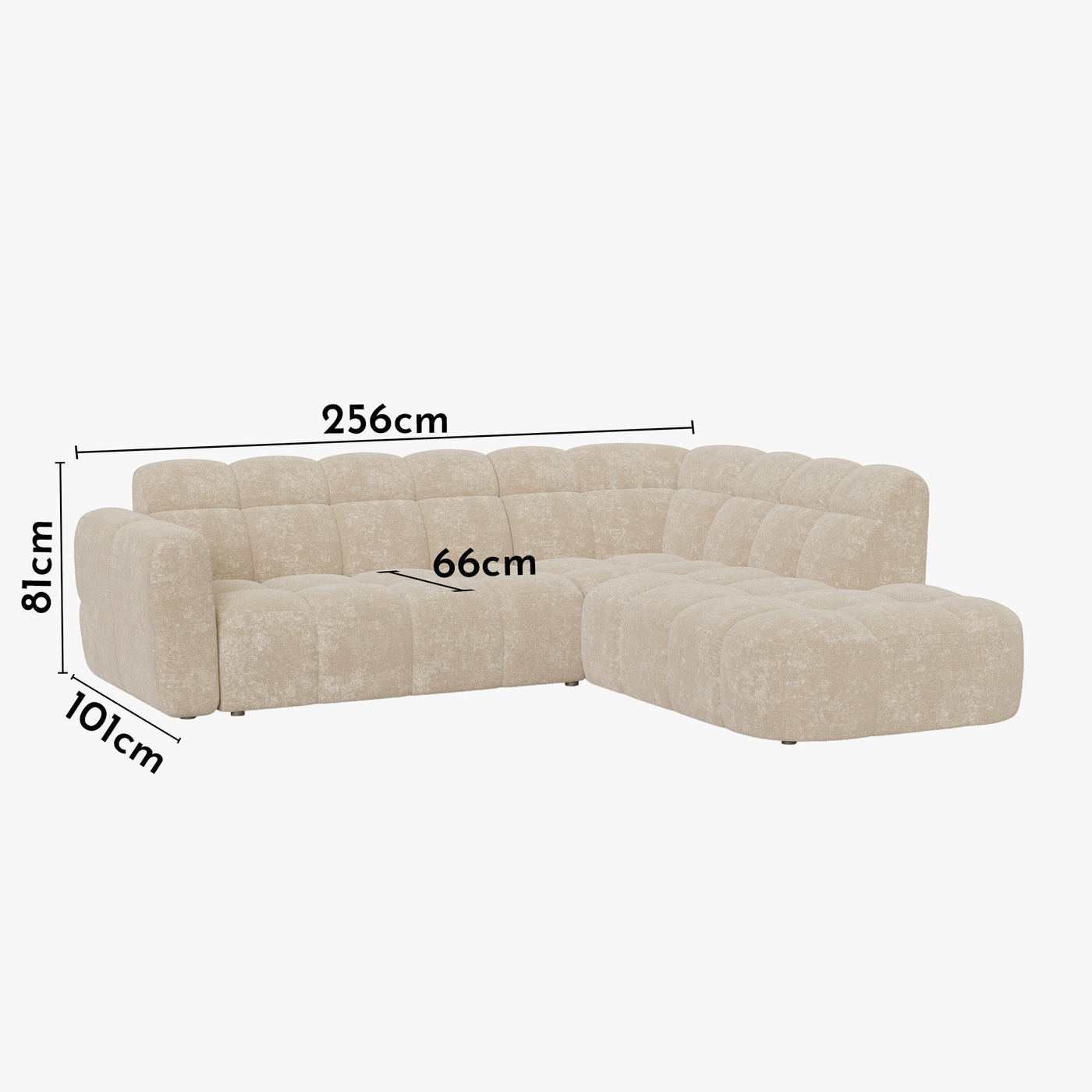 BELIZ Canapé d'angle en tissu beige - Angle droit - Canapés d'angle - Mobilier Deco