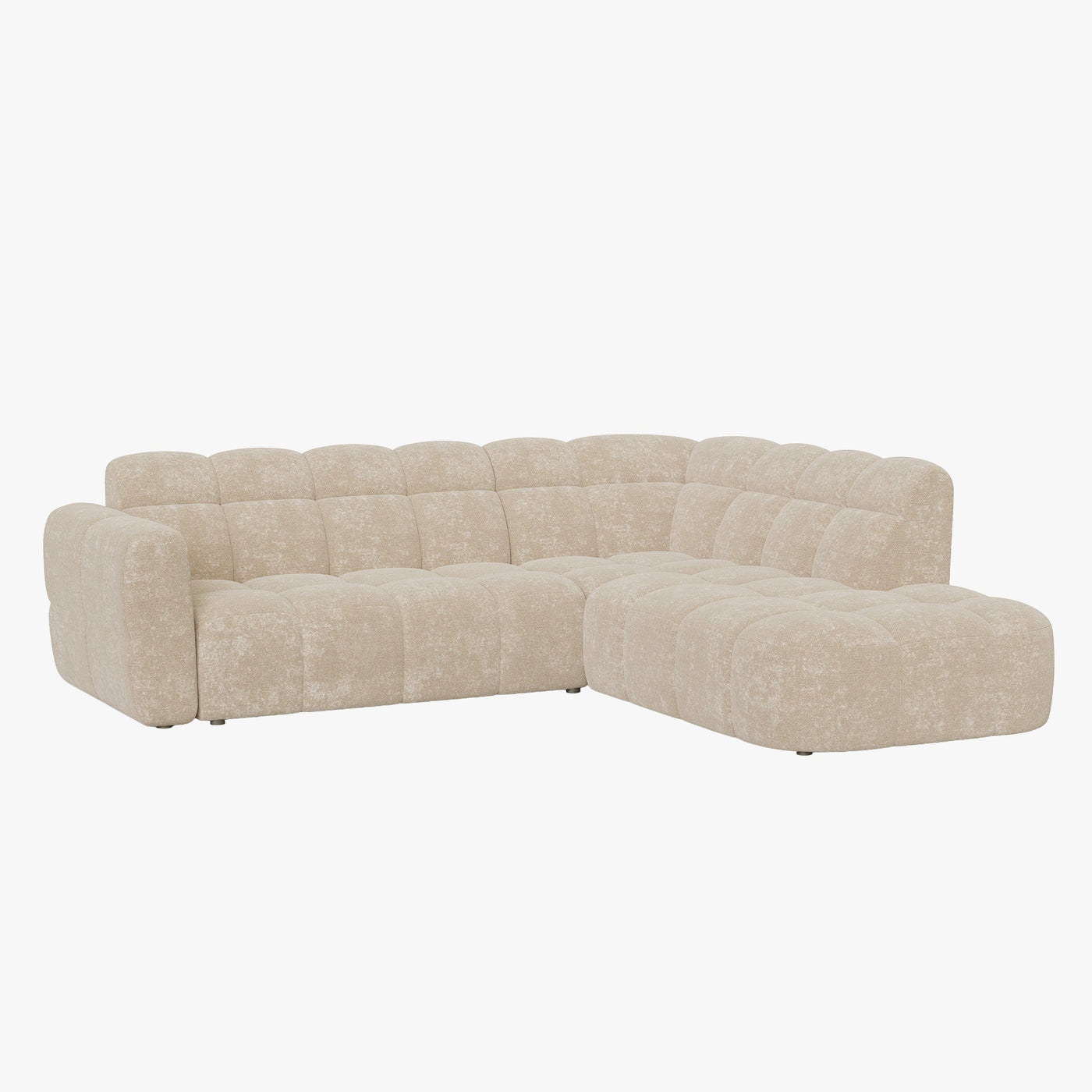 BELIZ Canapé d'angle en tissu beige - Angle droit - Canapés d'angle - Mobilier Deco