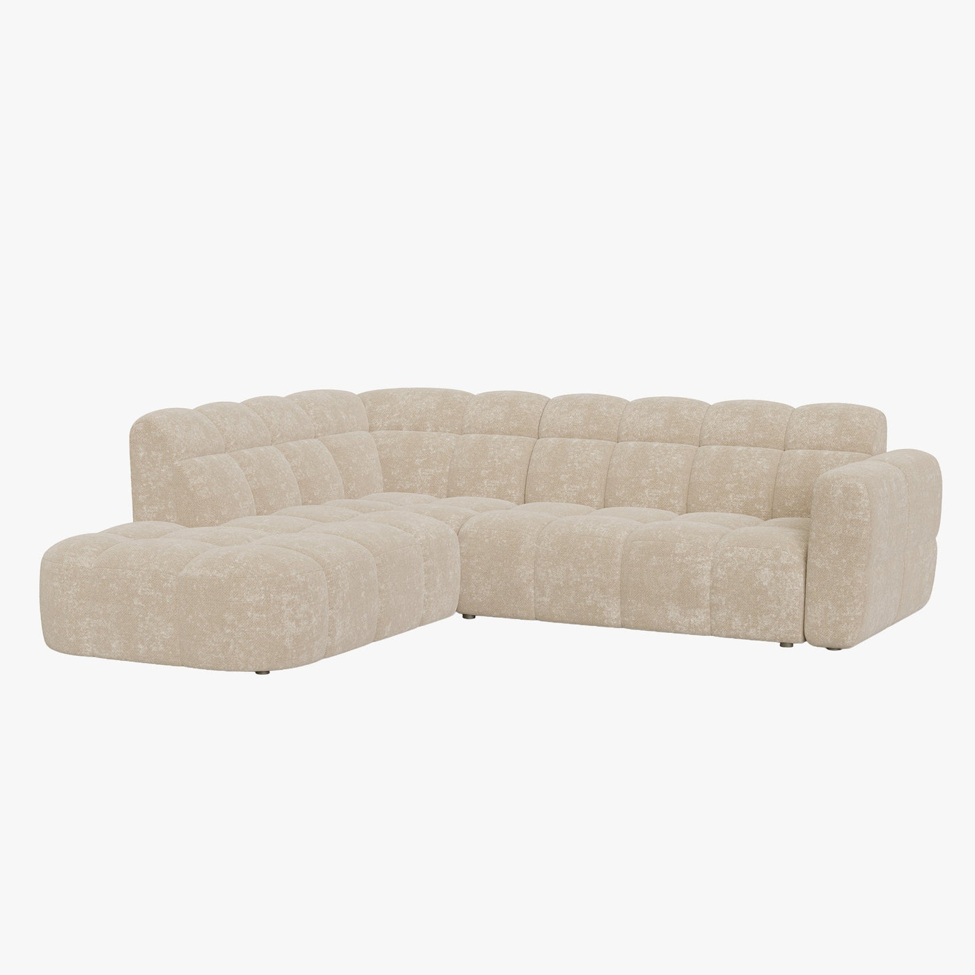 BELIZ Canapé d'angle en tissu beige - Angle gauche - Canapés d'angle - Mobilier Deco