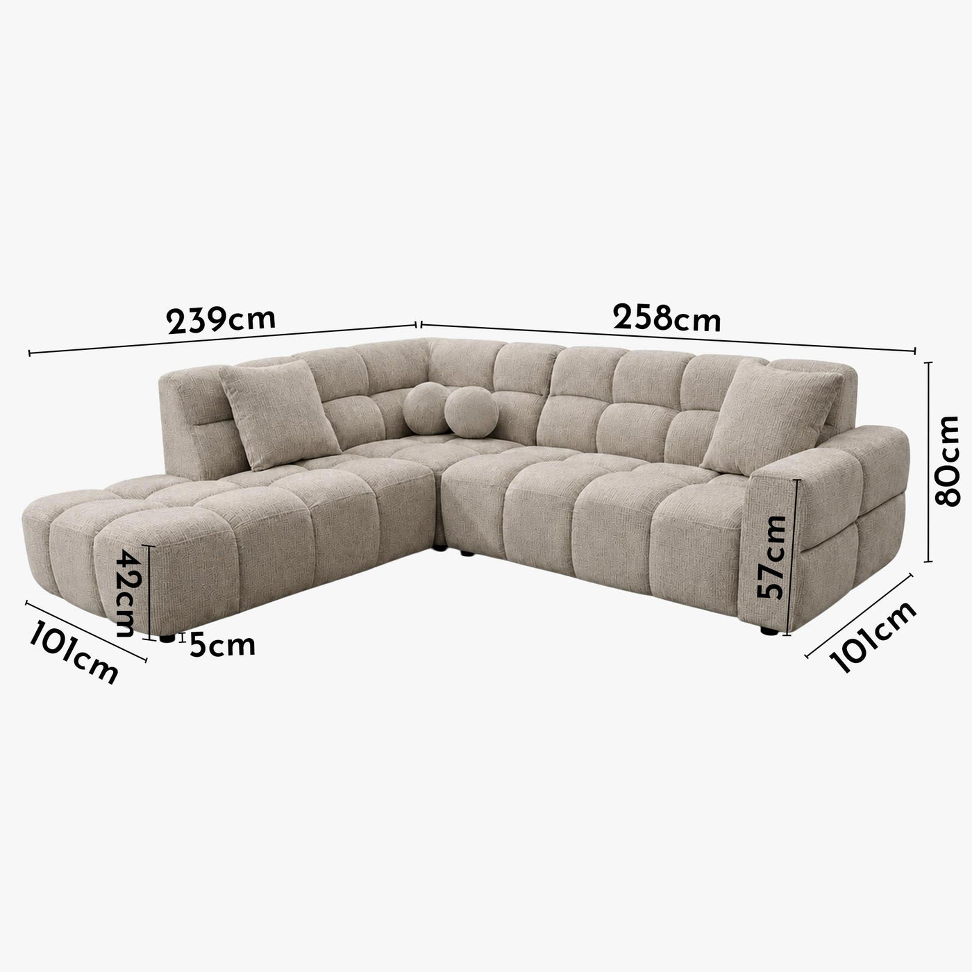 BELIZ Canapé d'angle en tissu beige - Angle gauche - Canapés d'angle - Mobilier Deco
