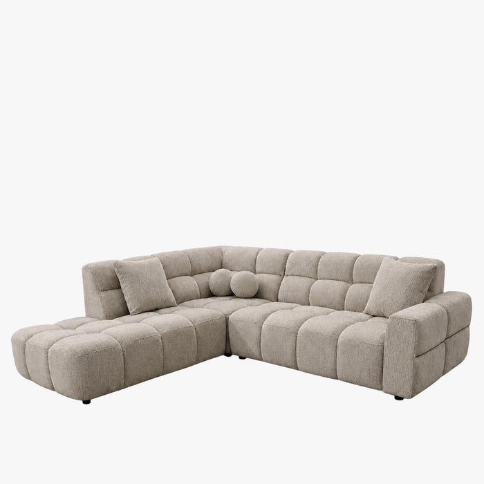 BELIZ Canapé d'angle en tissu beige - Angle gauche