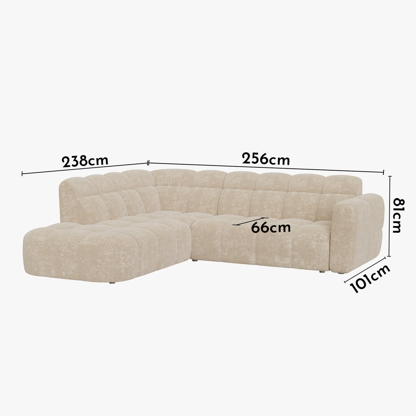 BELIZ Canapé d'angle en tissu beige - Angle gauche - Canapés d'angle - Mobilier Deco