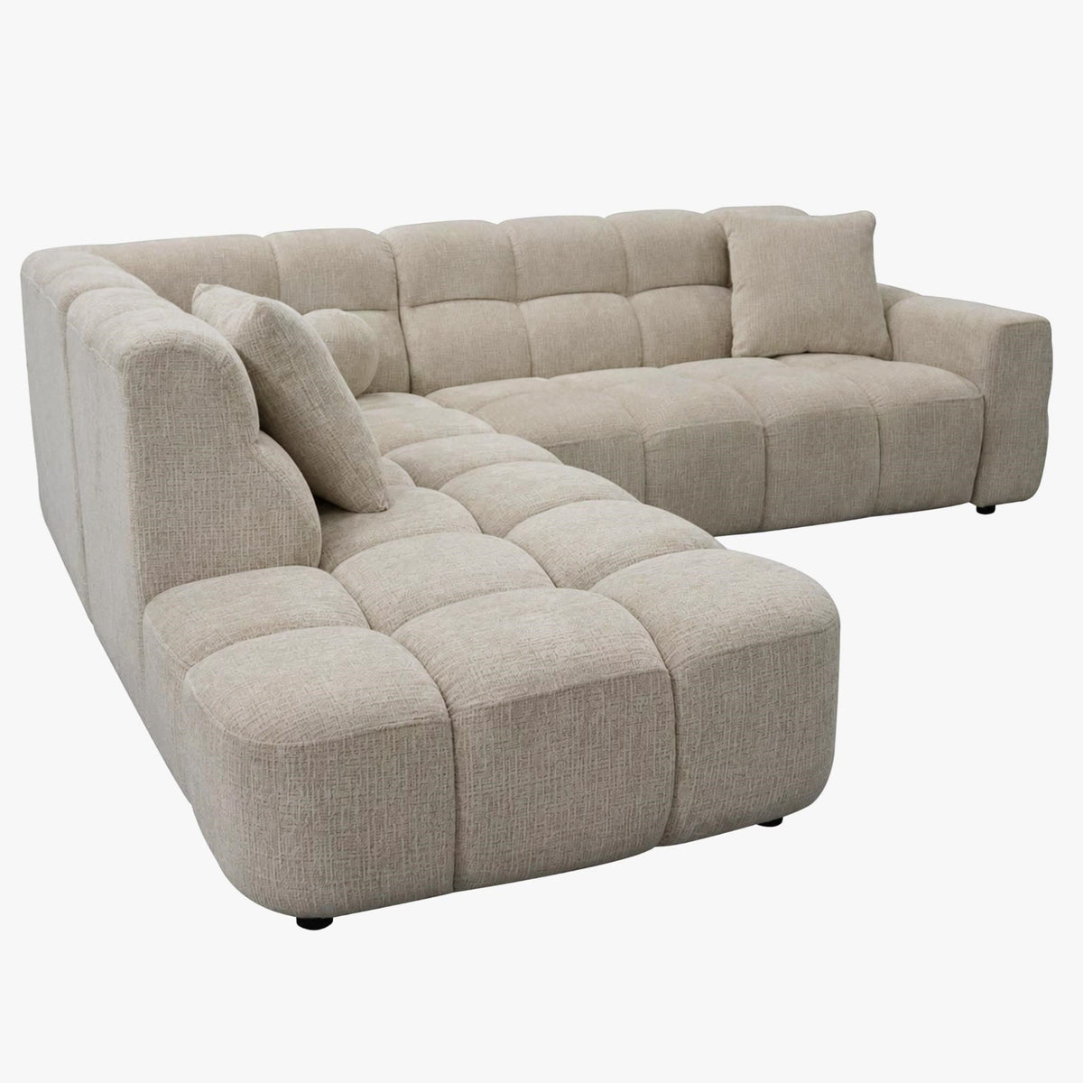 BELIZ Canapé d'angle en tissu beige - Angle gauche - Canapés d'angle - Mobilier Deco
