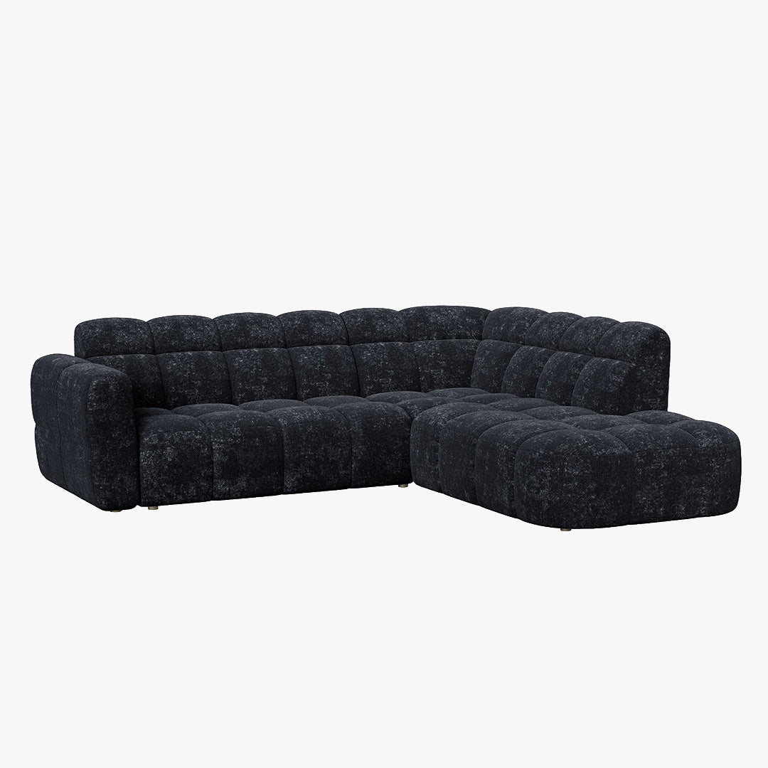 BELIZ Canapé d'angle en tissu noir - Angle droit - Canapés d'angle - Mobilier Deco