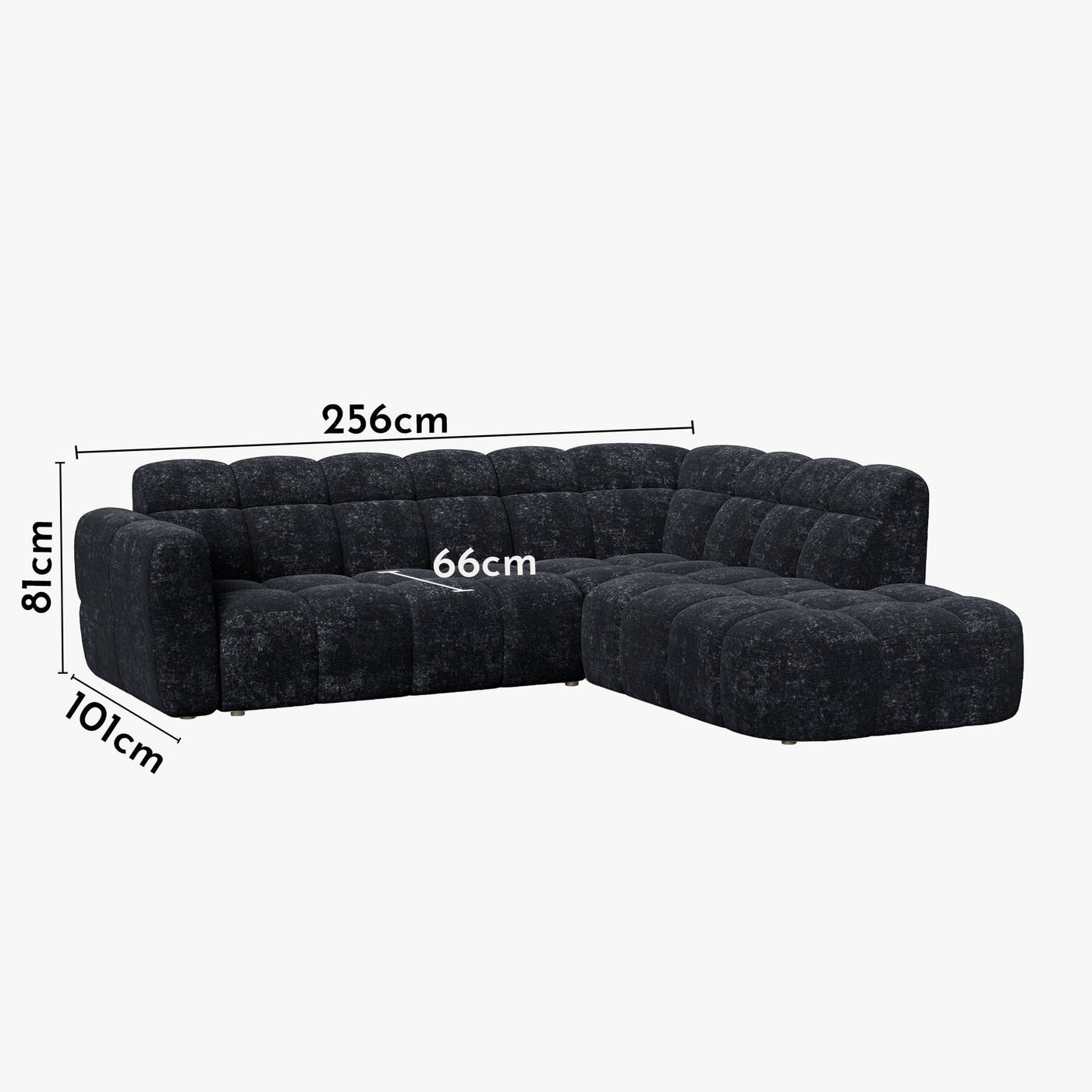 BELIZ Canapé d'angle en tissu noir - Angle droit - Canapés d'angle - Mobilier Deco