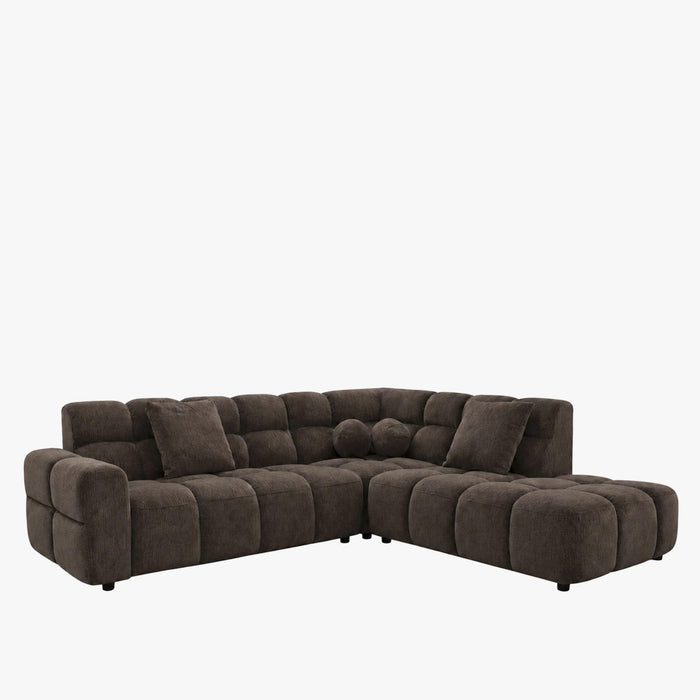 BELIZ Canapé d'angle en tissu marron foncé - Angle droit