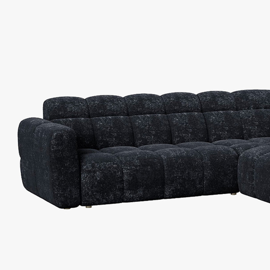 BELIZ Canapé d'angle en tissu noir - Angle droit — aperçu vidéo
