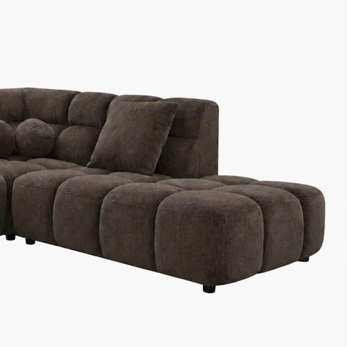 BELIZ Canapé d'angle en tissu marron foncé - Angle droit