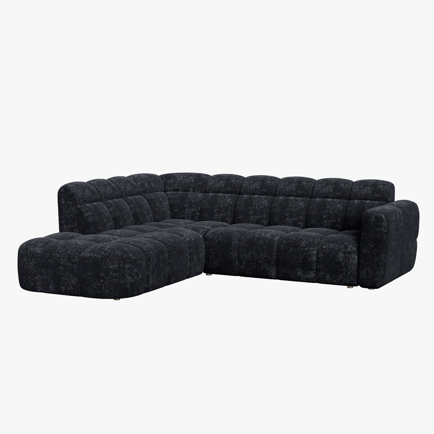 BELIZ Canapé d'angle en tissu noir - Angle gauche - Canapés d'angle - Mobilier Deco