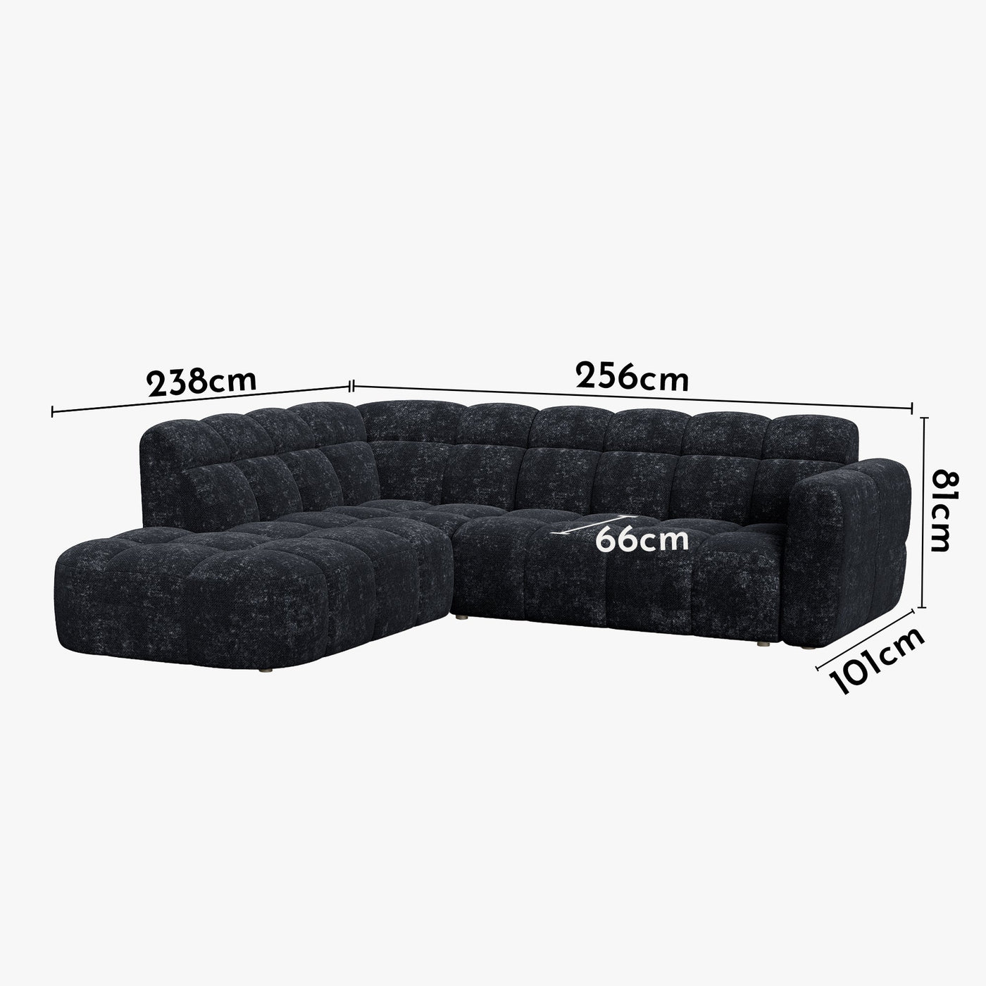 BELIZ Canapé d'angle en tissu noir - Angle gauche - Canapés d'angle - Mobilier Deco