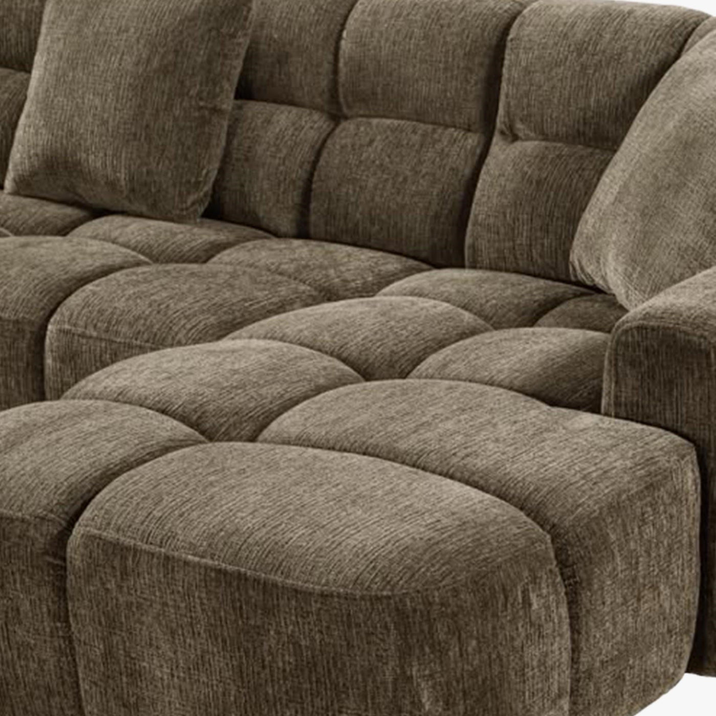 BELIZ Canapé d'angle en tissu taupe - Angle droit - Canapés d'angle - Mobilier Deco
