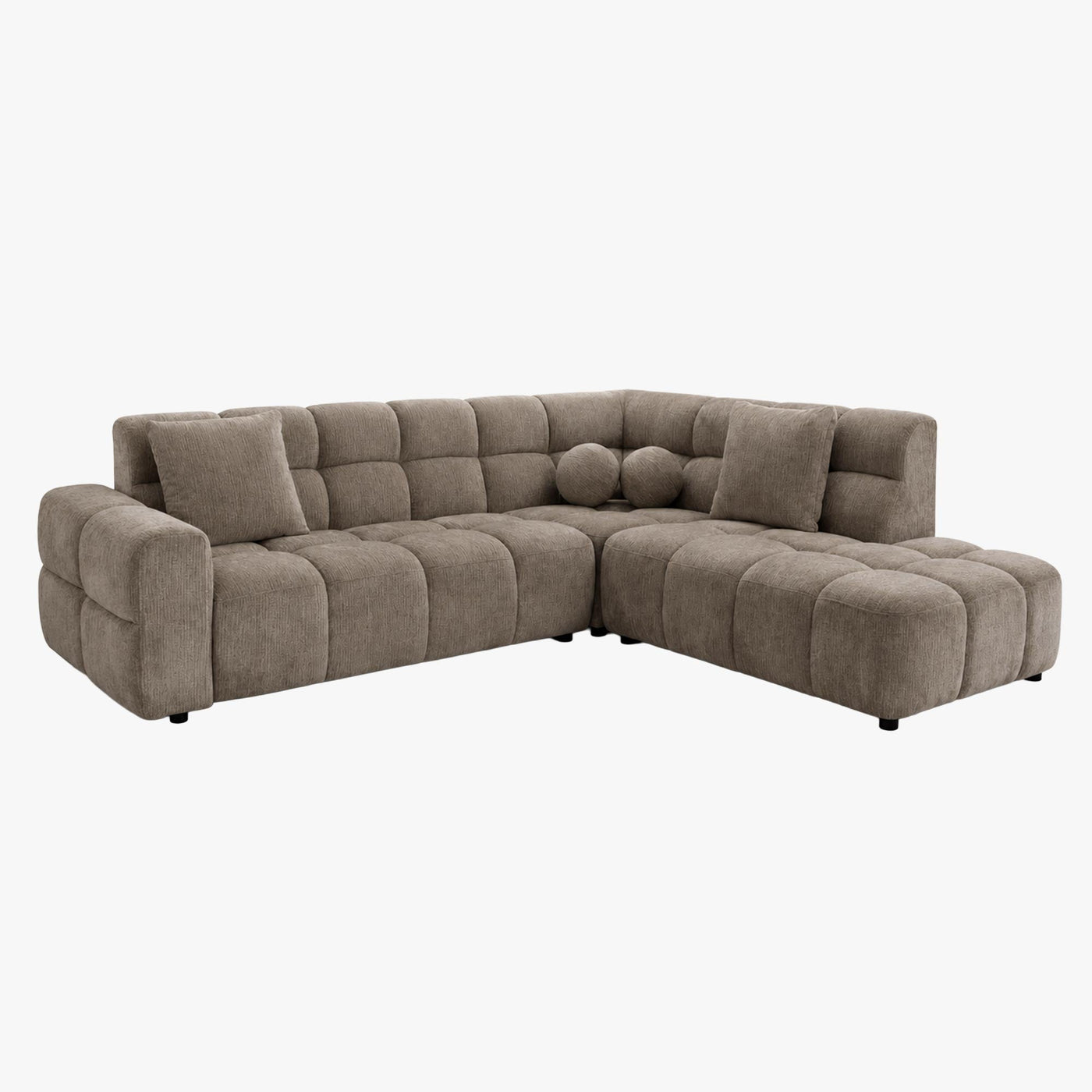 BELIZ Canapé d'angle en tissu taupe - Angle droit - Canapés d'angle - Mobilier Deco