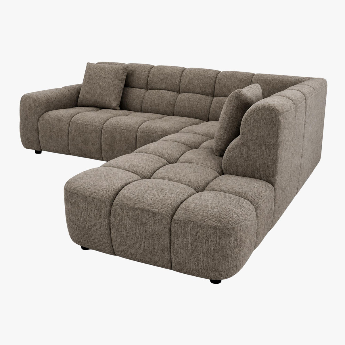 BELIZ Canapé d'angle en tissu taupe - Angle droit - Canapés d'angle - Mobilier Deco