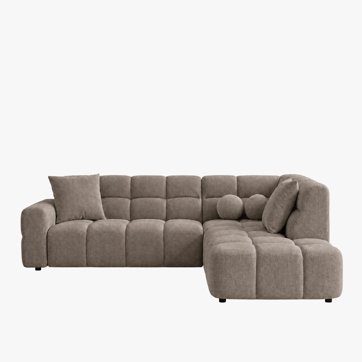 BELIZ Canapé d'angle en tissu taupe - Angle droit - Canapés d'angle - Mobilier Deco