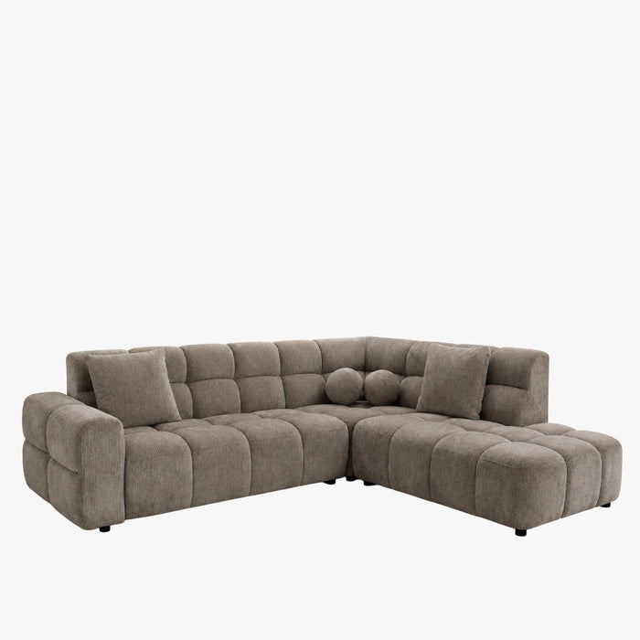BELIZ Canapé d'angle en tissu taupe - Angle droit