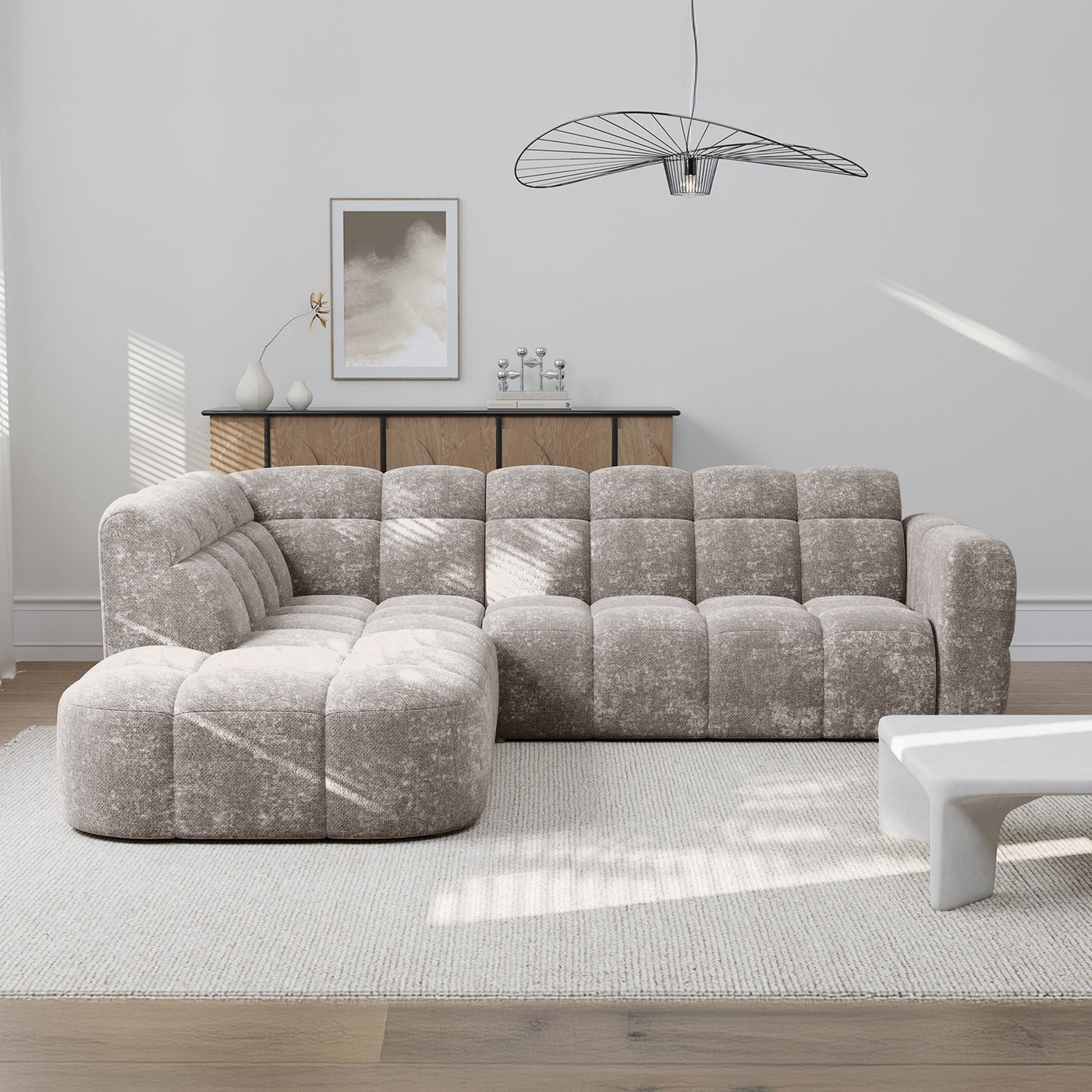 BELIZ Canapé d'angle en tissu taupe - Angle gauche - Canapés d'angle - Mobilier Deco