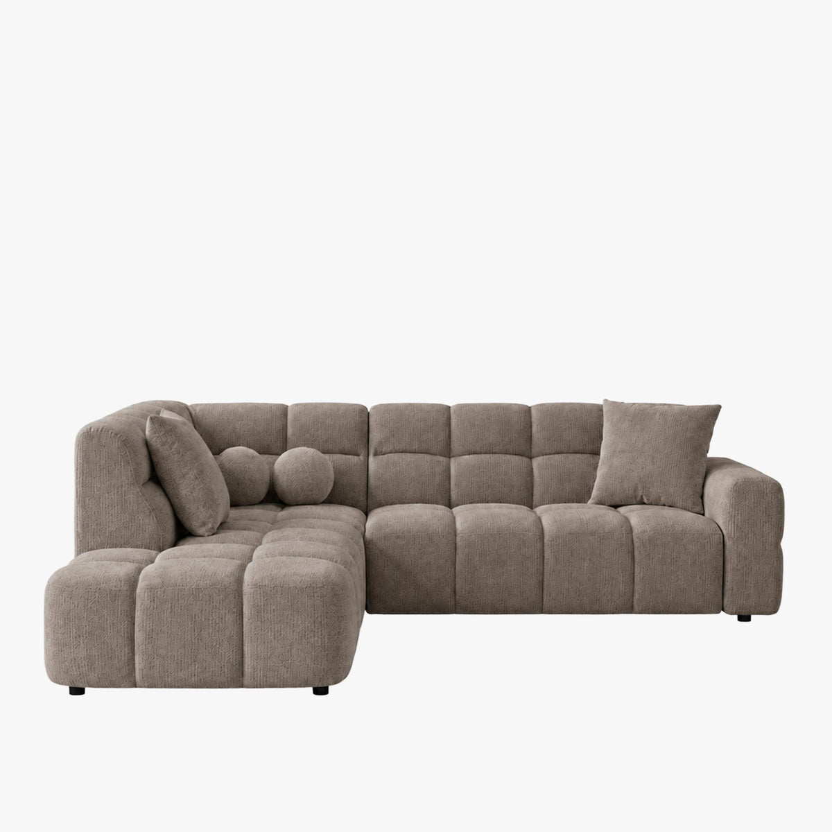BELIZ Canapé d'angle en tissu taupe - Angle gauche - Canapés d'angle - Mobilier Deco