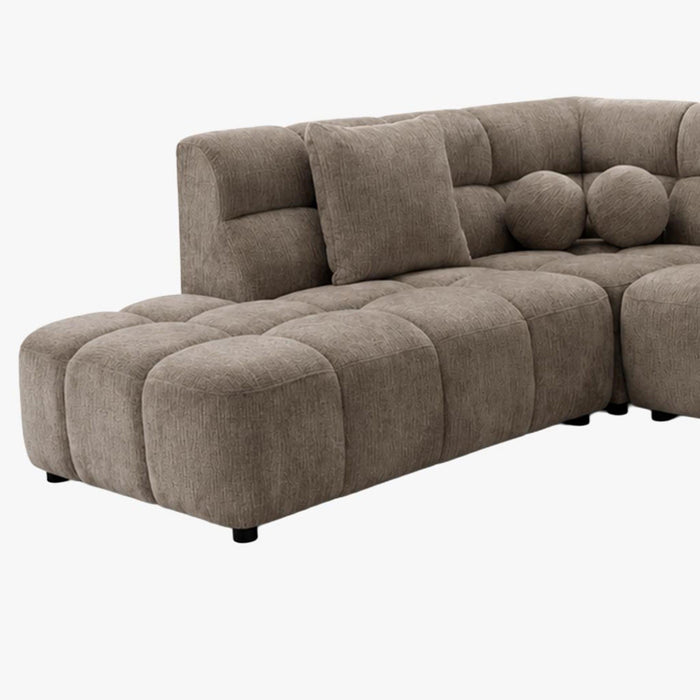 BELIZ Canapé d'angle en tissu taupe - Angle gauche