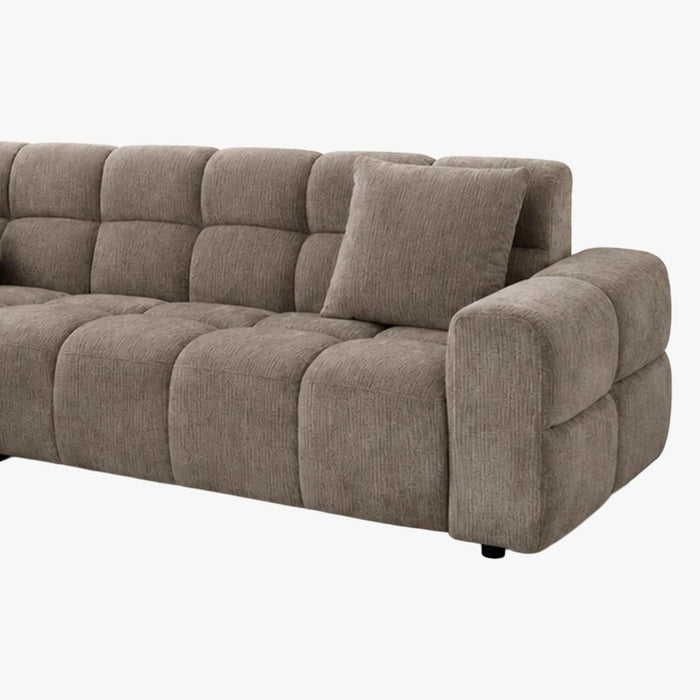 BELIZ Canapé d'angle en tissu taupe - Angle gauche