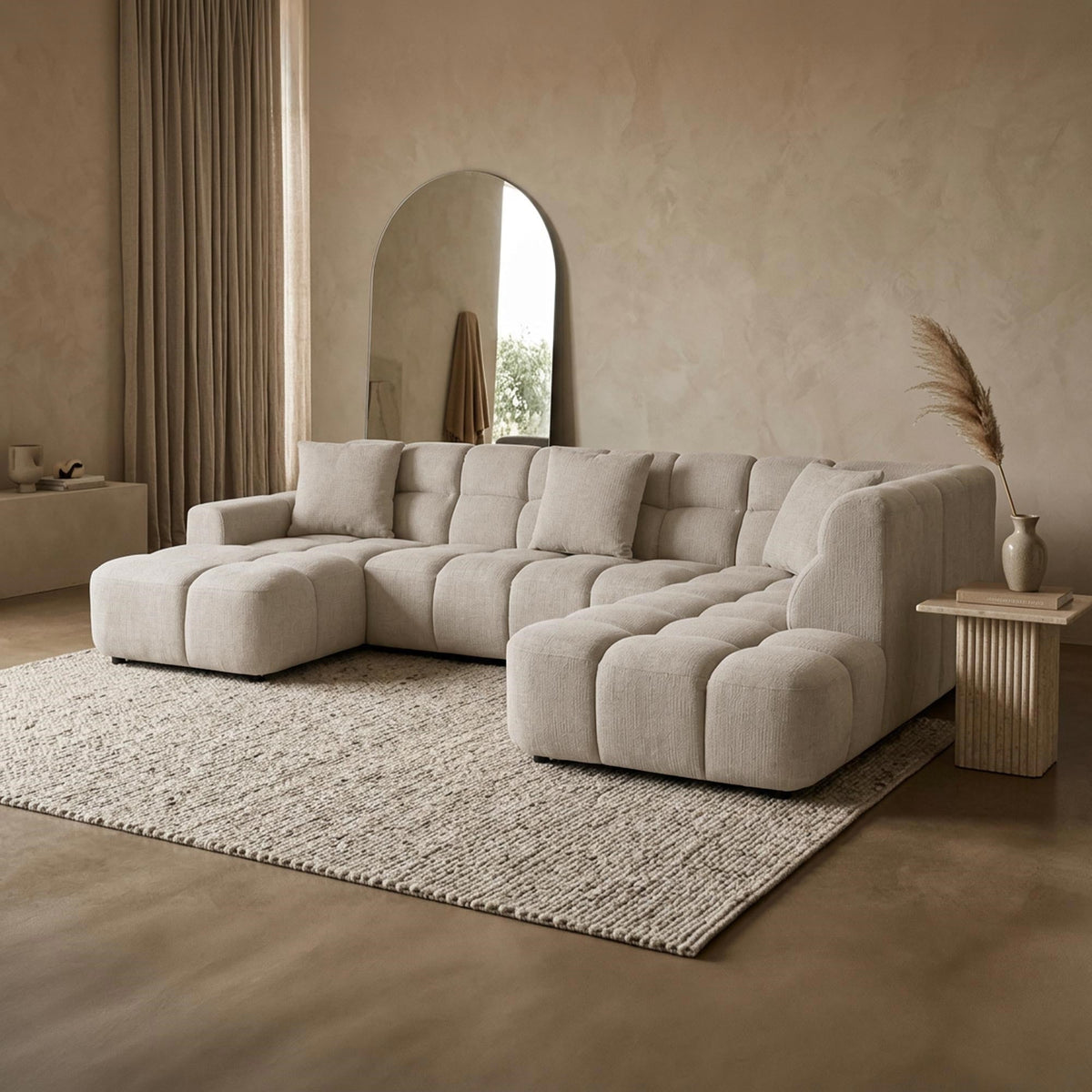 BELIZ XL Canapé panoramique tissu beige - Angle gauche - Canapés panoramiques - Mobilier Deco