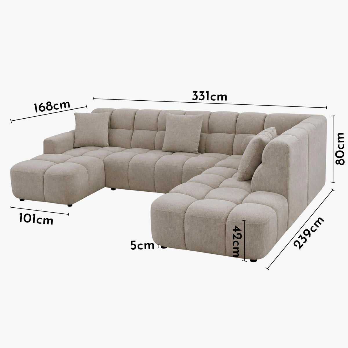 BELIZ XL Canapé panoramique tissu beige - Angle gauche - Canapés panoramiques - Mobilier Deco