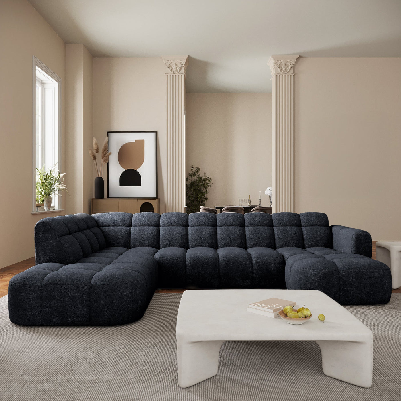 BELIZ XL Canapé panoramique tissu noir - Angle droit - Canapés panoramiques - Mobilier Deco