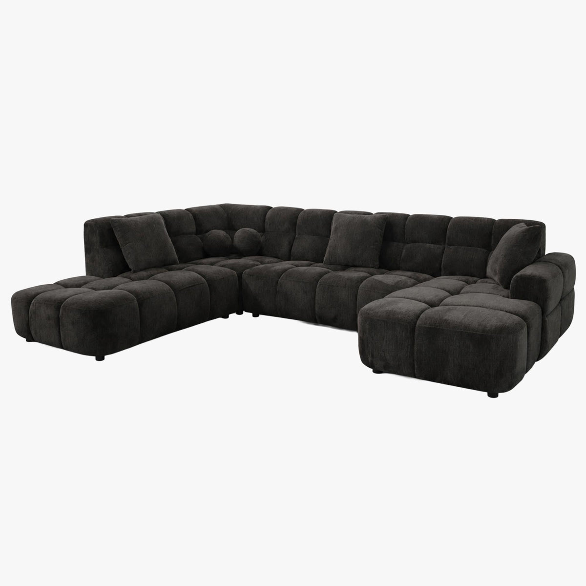 BELIZ XL Canapé panoramique tissu noir - Angle droit - Canapés panoramiques - Mobilier Deco