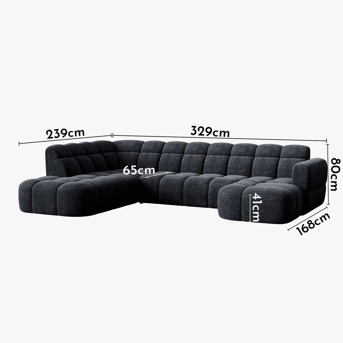 BELIZ XL Canapé panoramique tissu noir - Angle droit - Canapés panoramiques - Mobilier Deco