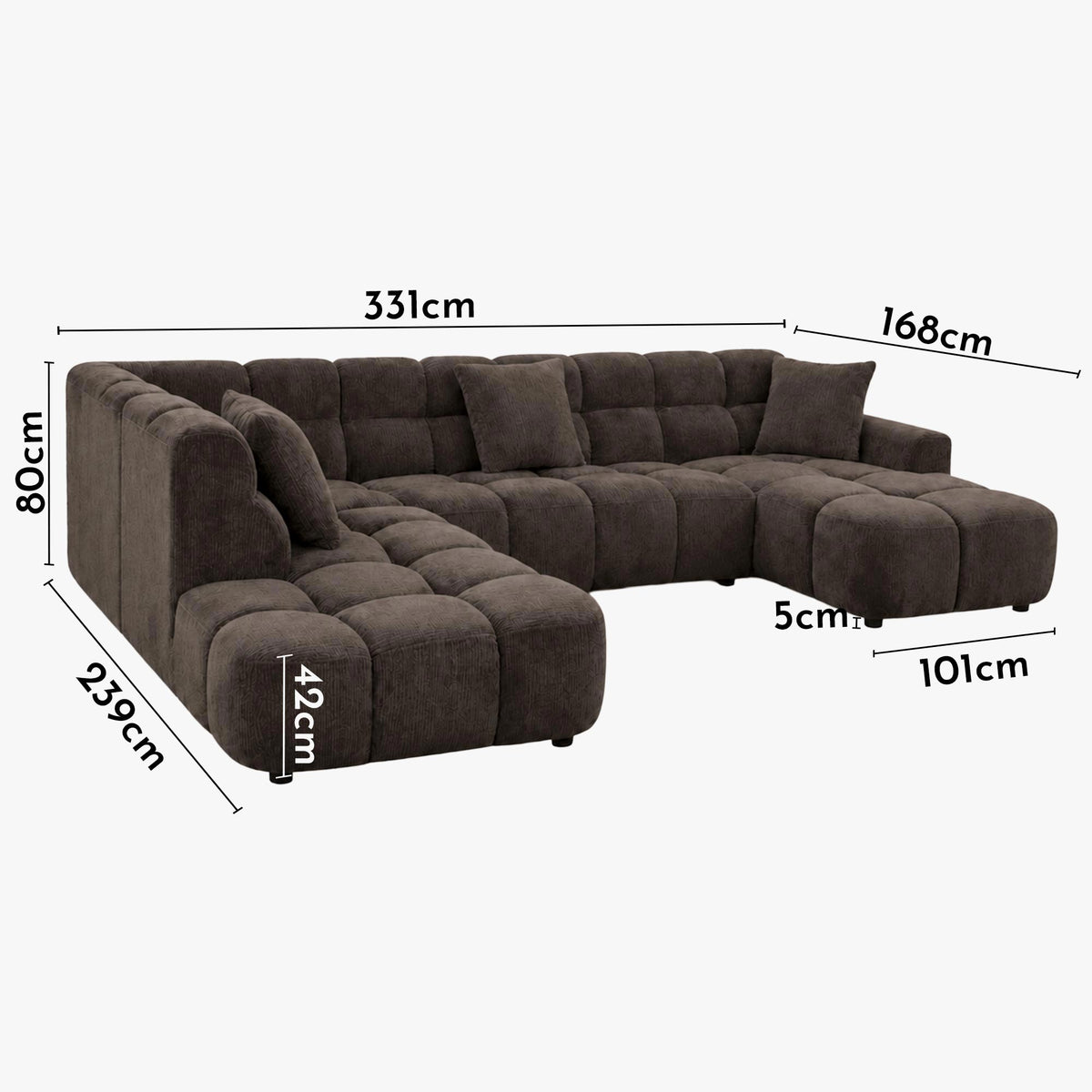 BELIZ XL Canapé panoramique tissu noir - Angle droit - Canapés panoramiques - Mobilier Deco