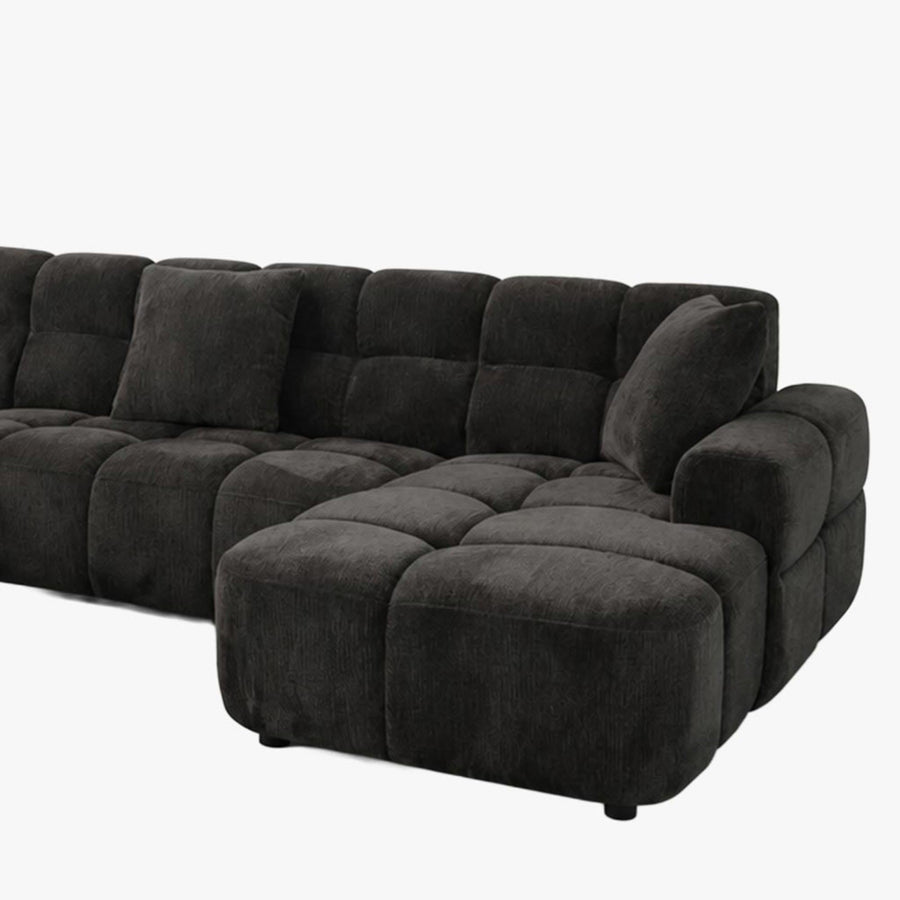 BELIZ XL Canapé panoramique tissu noir - Angle droit — aperçu vidéo