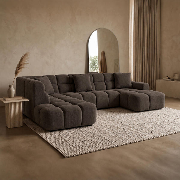BELIZ XL Canapé panoramique tissu marron foncé - Angle droit