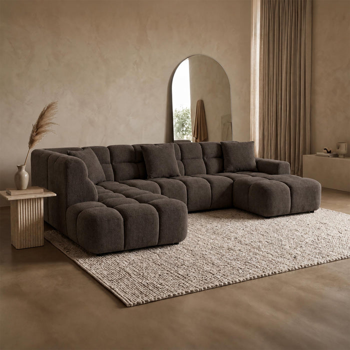 BELIZ XL Canapé panoramique tissu marron foncé - Angle droit – Canapés panoramiques Mobilier Deco