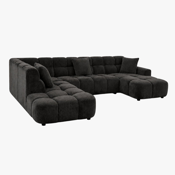 BELIZ XL Canapé panoramique tissu noir - Angle droit