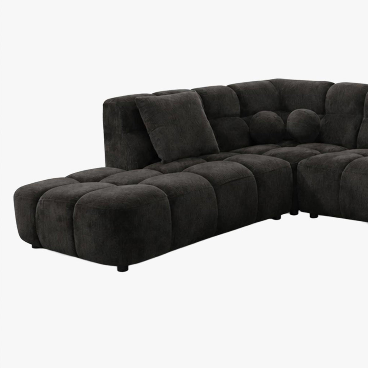 BELIZ XL Canapé panoramique tissu noir - Angle droit - Canapés panoramiques - Mobilier Deco