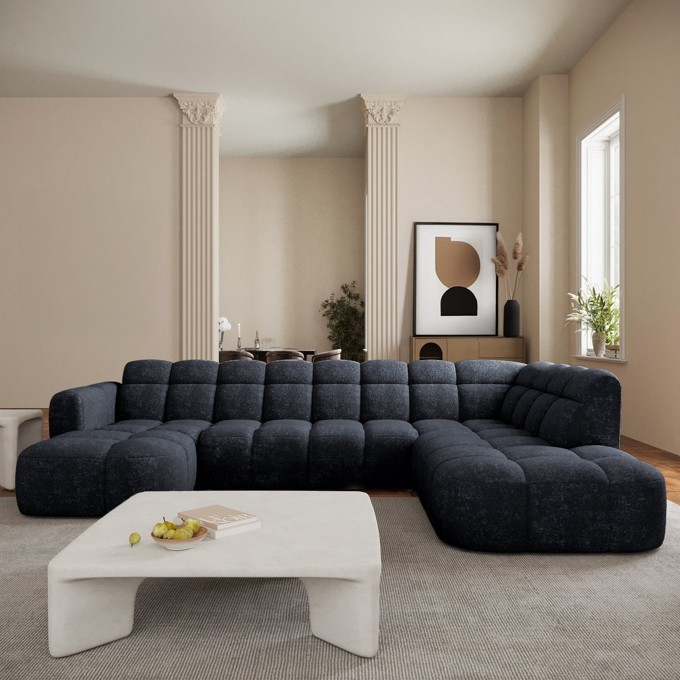 BELIZ XL Canapé panoramique tissu noir - Angle gauche - Canapés panoramiques - Mobilier Deco