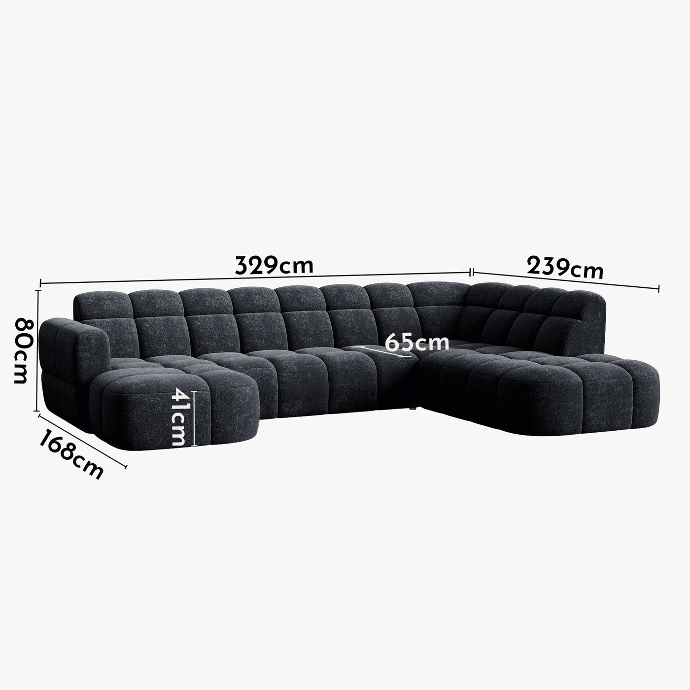 BELIZ XL Canapé panoramique tissu noir - Angle gauche - Canapés panoramiques - Mobilier Deco