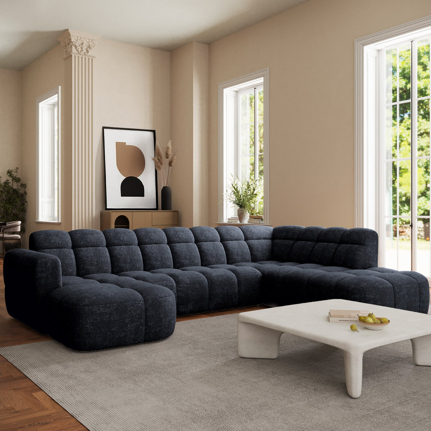 BELIZ XL Canapé panoramique tissu noir - Angle gauche - Canapés panoramiques - Mobilier Deco