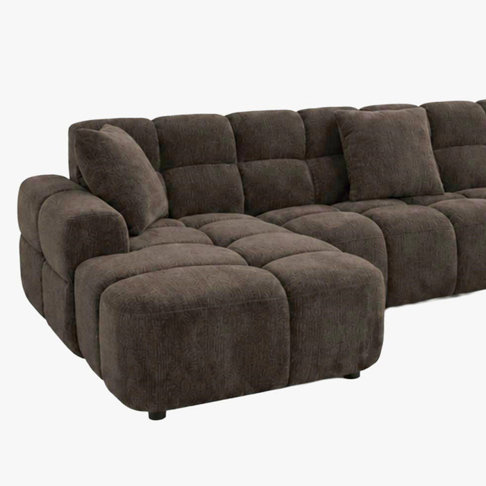 BELIZ XL Canapé panoramique tissu marron foncé - Angle gauche