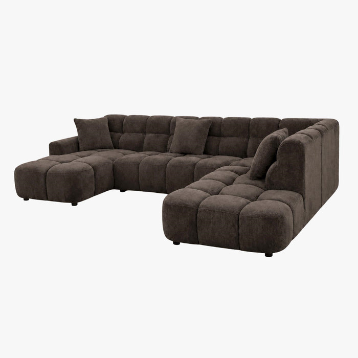 BELIZ XL Canapé panoramique tissu marron foncé - Angle gauche