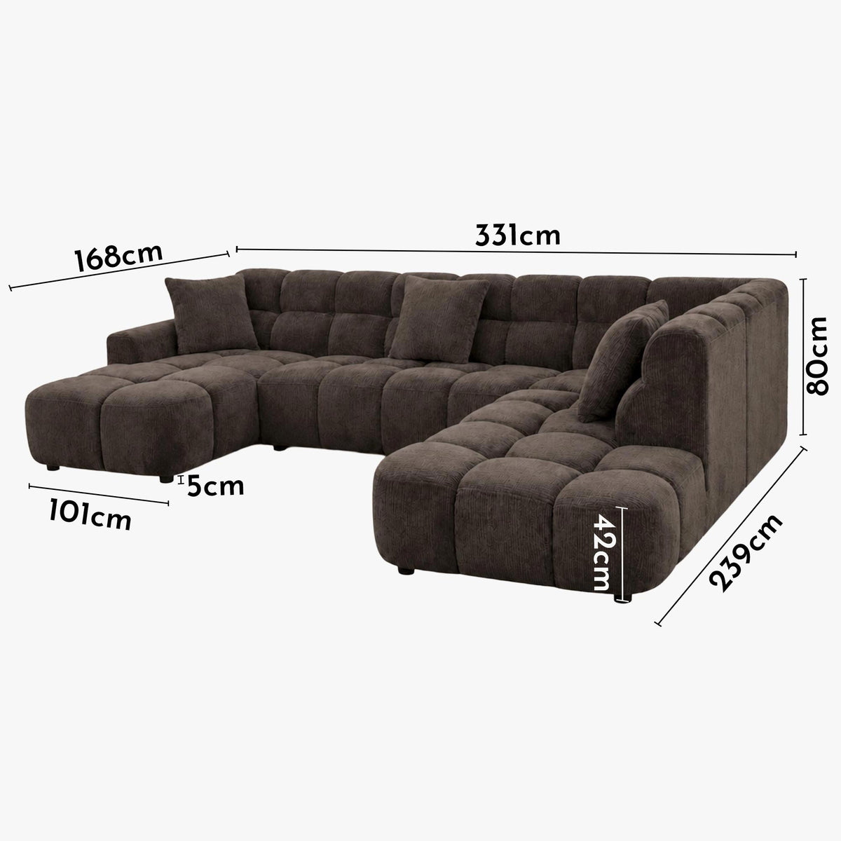 BELIZ XL Canapé panoramique tissu noir - Angle gauche - Canapés panoramiques - Mobilier Deco