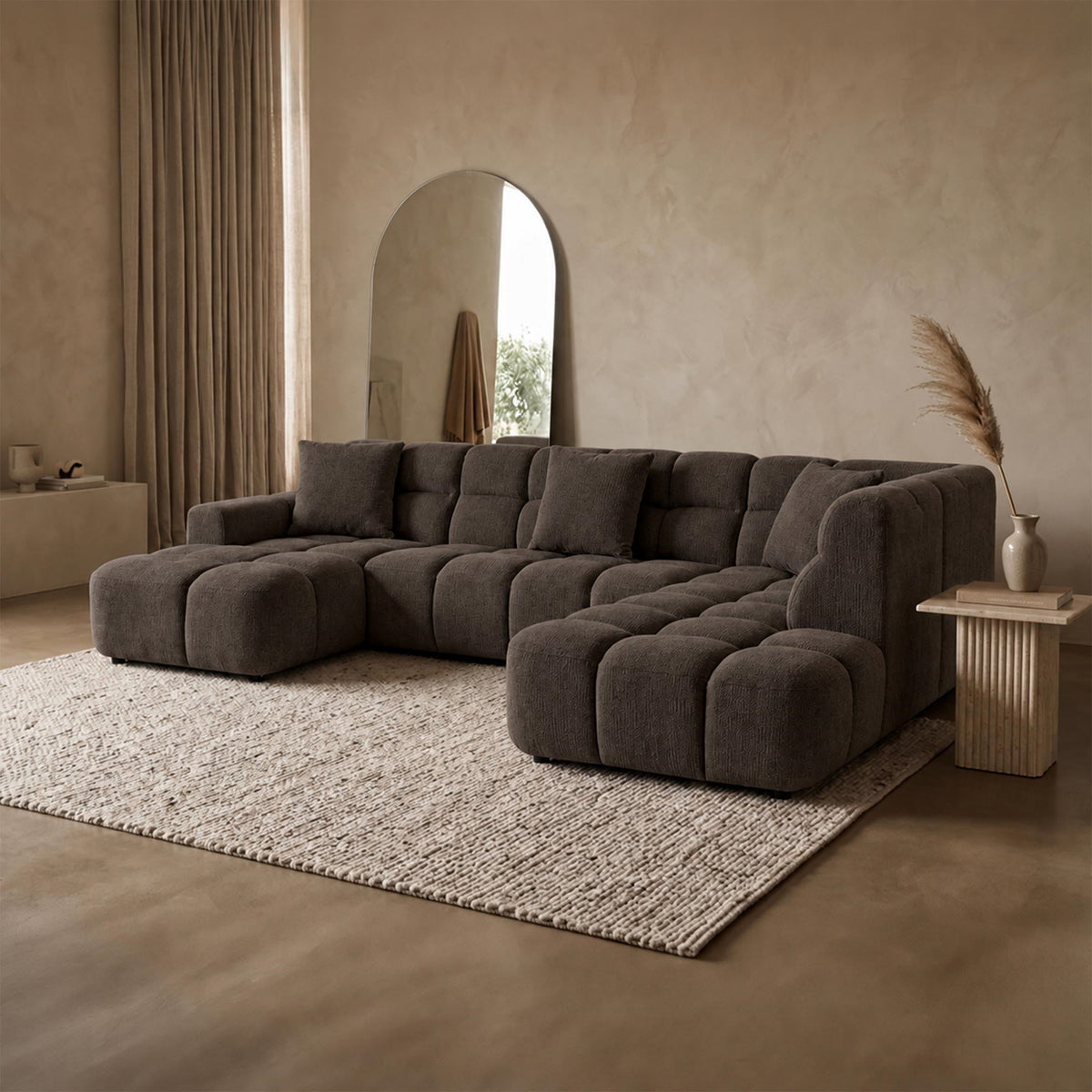 BELIZ XL Canapé panoramique tissu noir - Angle gauche - Canapés panoramiques - Mobilier Deco