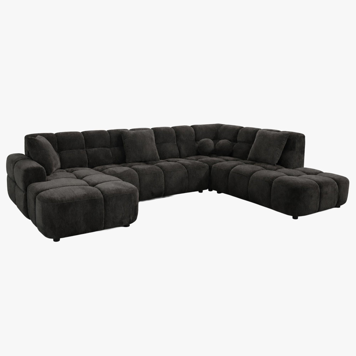 BELIZ XL Canapé panoramique tissu noir - Angle gauche - Canapés panoramiques - Mobilier Deco